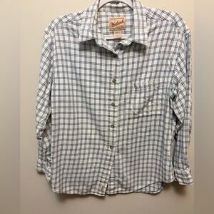 Vintage WOOLRICH Oversized Blue Checkered Ladies Button Up Shirt